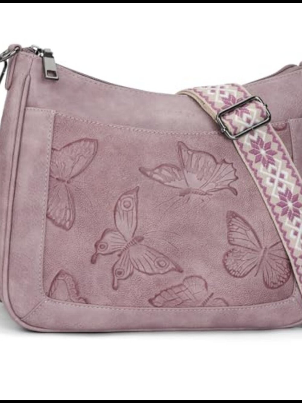 Vegan Leather Butterfly Hobo Crossbody Bag Adjustable Strap Shoulder Purse